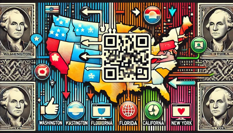 QR Code Over United States - showing the idea of Dynamic + Location Based QR Code Destinations